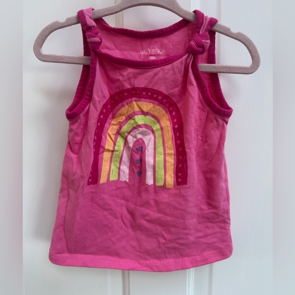 Okie Dokie 18M Girls Pink Multicolor Rainbow Tank Top Blouse Summer